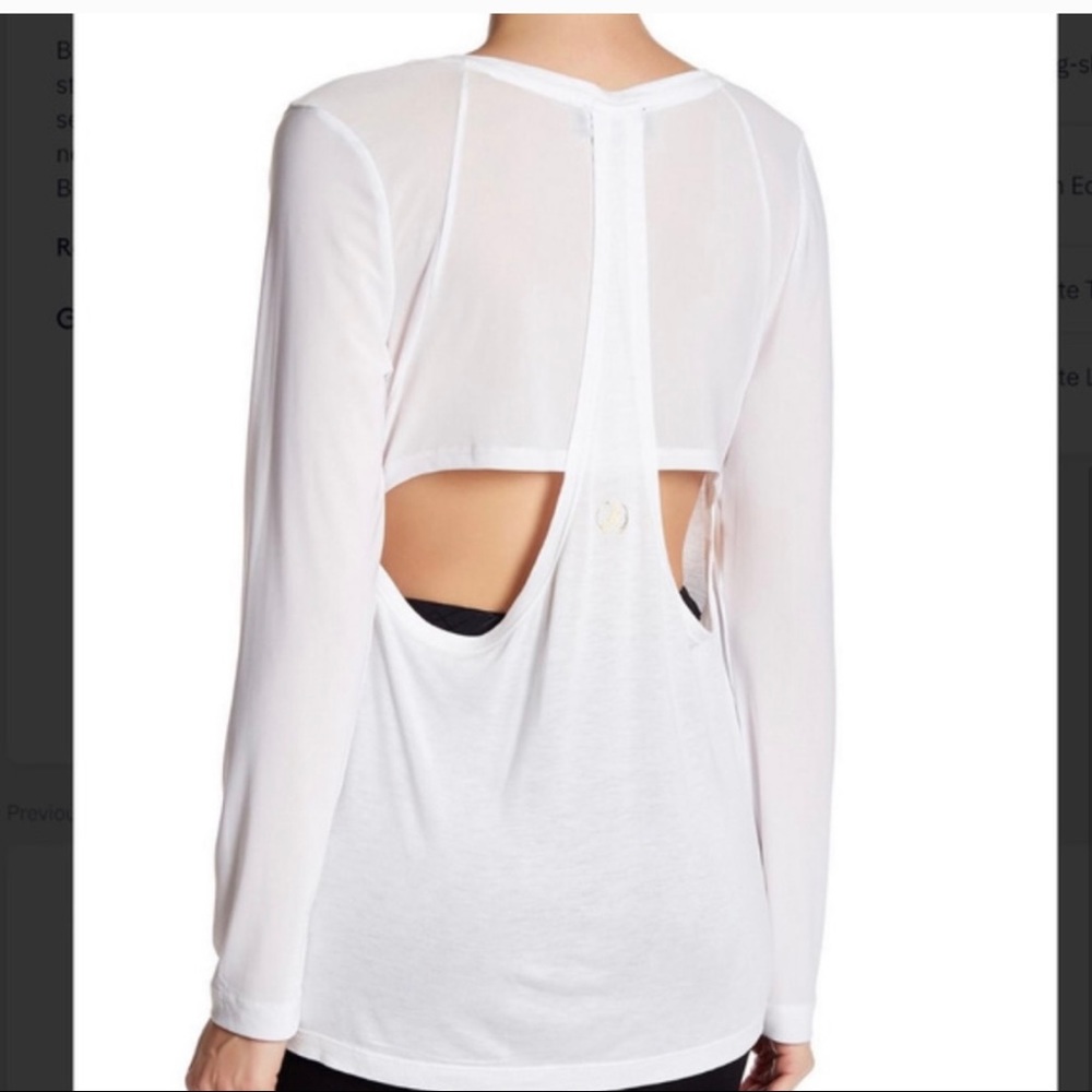Sam Edelman White Long Sleeve Mesh Back Tee SZ-S